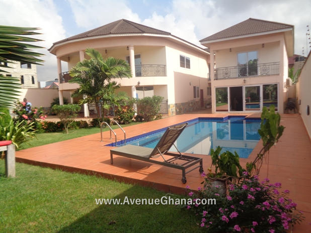 2 3 4 bedroom furnished house with 3 bed outhouse and swimming pool for sale at East Airport in Accra